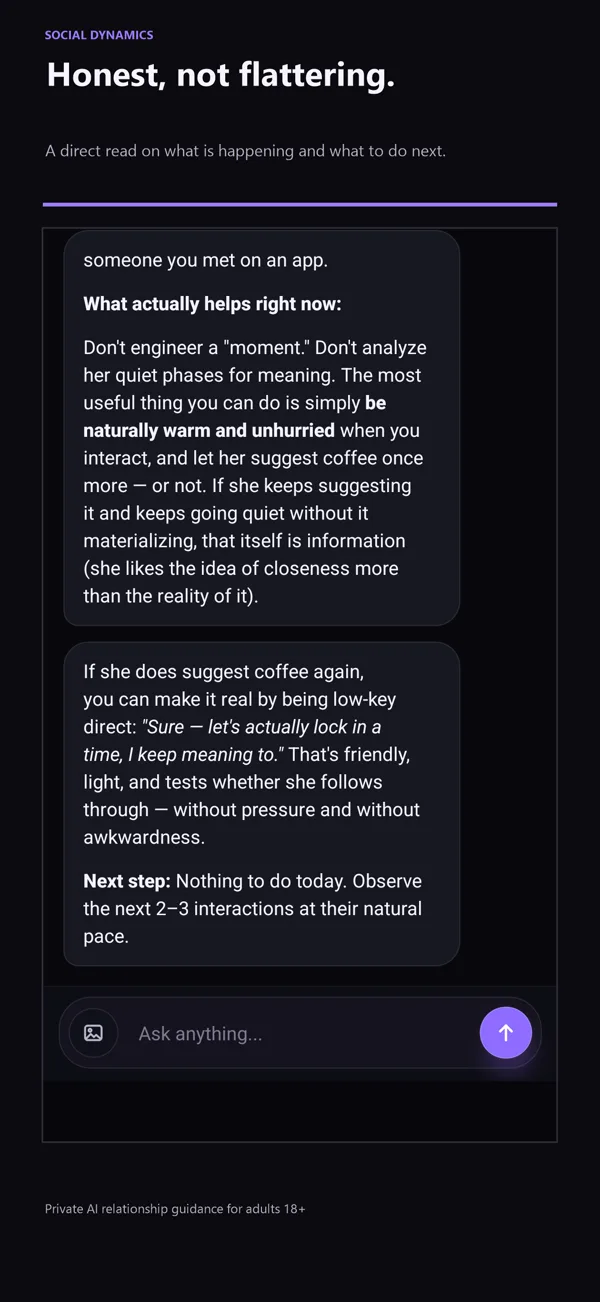 Social Dynamics chat: an honest read of the situation and a next step